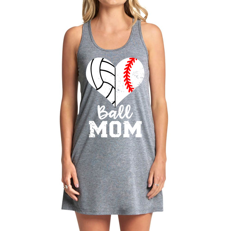 Ball Mom Heart Funny Baseball Volleyball Mom Tank Dress by HANANELArtist | Artistshot