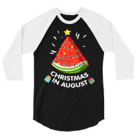 Christmas In August Watermelon Santa Summer Tree 3/4 Sleeve Shirt | Artistshot