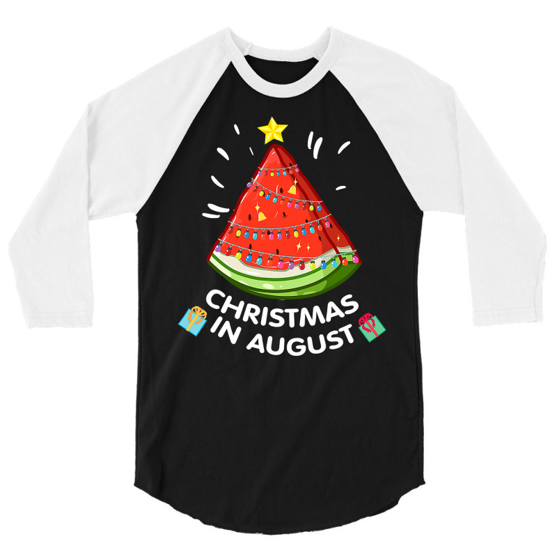 Christmas In August Watermelon Santa Summer Tree 3/4 Sleeve Shirt by ElizabethAtist | Artistshot