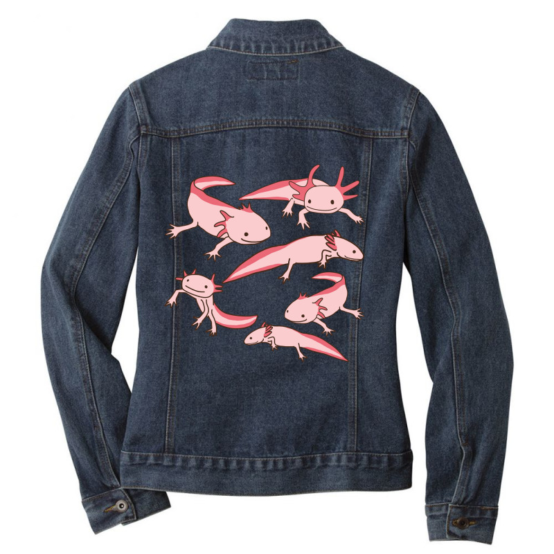 Smiley Axolotl Pattern Ladies Denim Jacket by Min08 | Artistshot