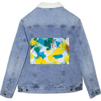 Yellow Paint Textured Unisex Sherpa-lined Denim Jacket | Artistshot