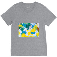 Yellow Paint Textured V-neck Tee | Artistshot