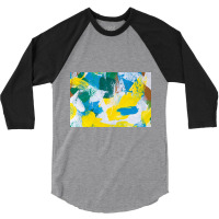 Yellow Paint Textured 3/4 Sleeve Shirt | Artistshot