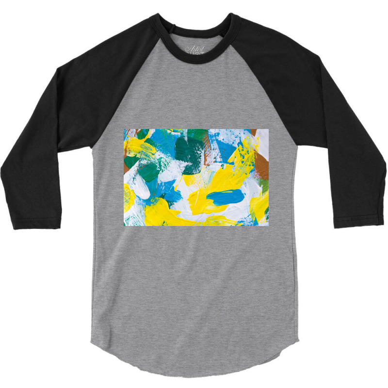 Yellow Paint Textured 3/4 Sleeve Shirt by ElaineABernard | Artistshot