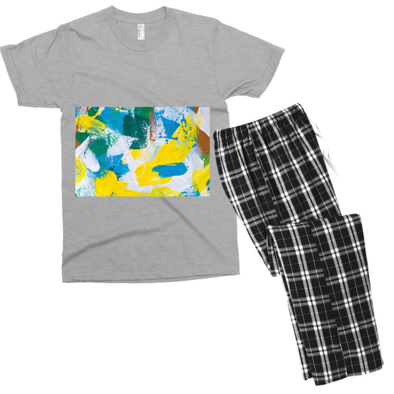 Yellow Paint Textured Men's T-shirt Pajama Set by ElaineABernard | Artistshot