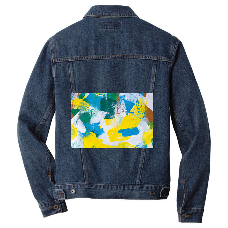 Yellow Paint Textured Men Denim Jacket by ElaineABernard | Artistshot