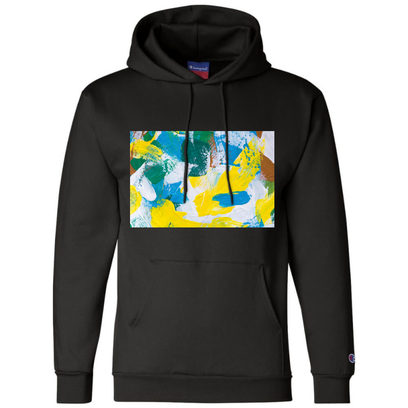 Yellow Paint Textured Champion Hoodie by ElaineABernard | Artistshot