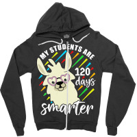 Womens My Students Are 120 Days Smarter Prek Teacher Llama Lovers Vnec Zipper Hoodie | Artistshot