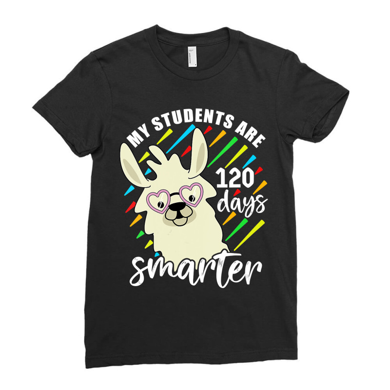 Womens My Students Are 120 Days Smarter Prek Teacher Llama Lovers Vnec Ladies Fitted T-Shirt by Davidartist | Artistshot