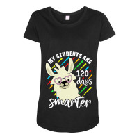 Womens My Students Are 120 Days Smarter Prek Teacher Llama Lovers Vnec Maternity Scoop Neck T-shirt | Artistshot