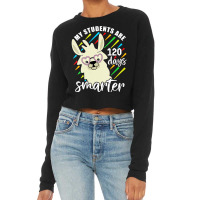 Womens My Students Are 120 Days Smarter Prek Teacher Llama Lovers Vnec Cropped Sweater | Artistshot