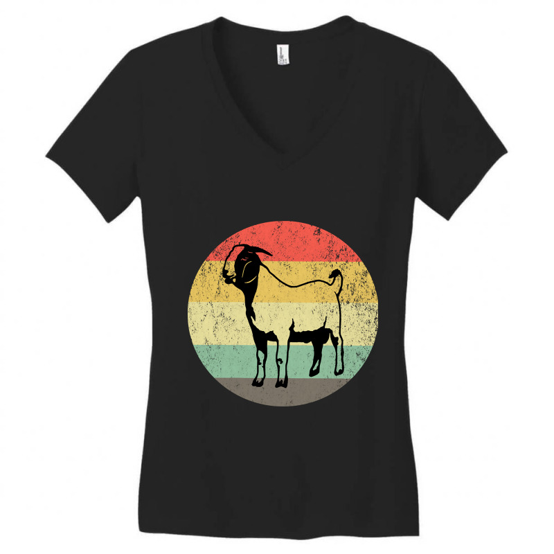 Vintage Sunset Goat Women's V-Neck T-Shirt by Sierra Dennis | Artistshot