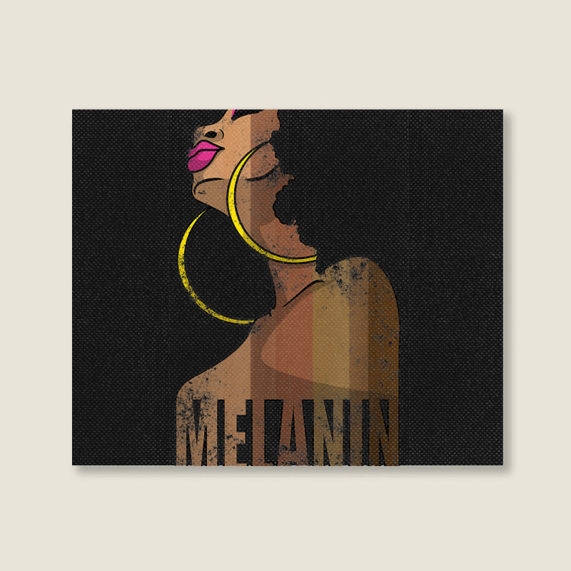 Melanin Drippin Beautiful Afro Woman Black History Feb Gift Landscape Canvas Print | Artistshot