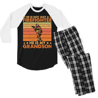 He Is Not Just A Firefighter He Is My Grandson Men's 3/4 Sleeve Pajama Set | Artistshot