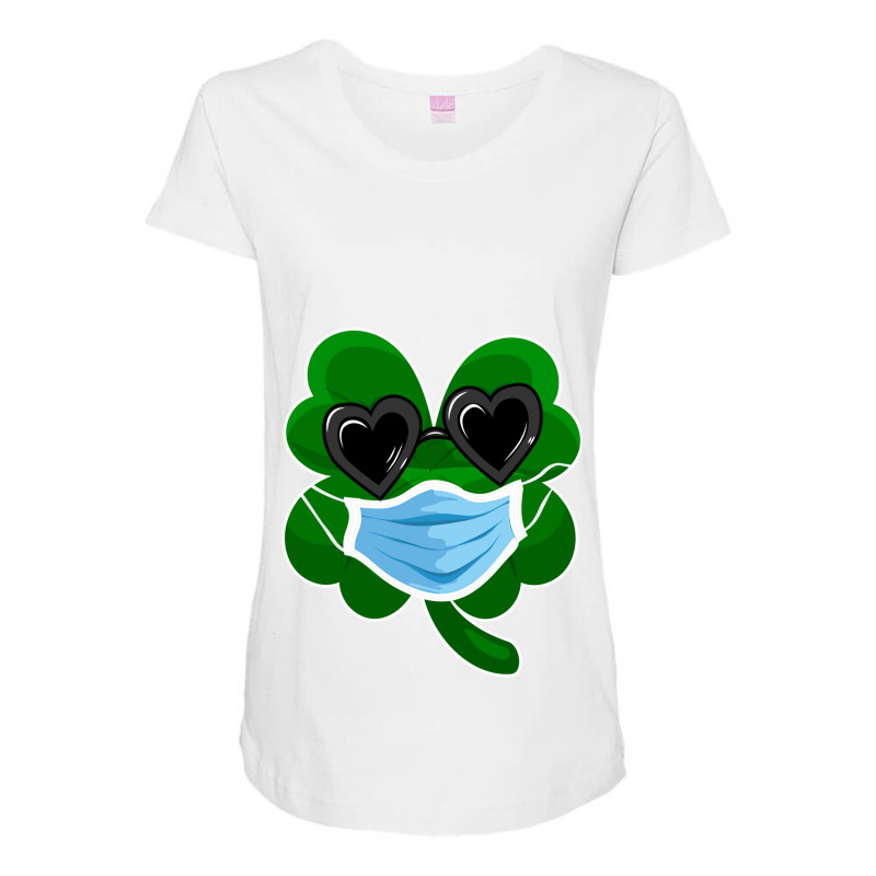 Clover Irish Shamrock In A Mask For St Patricks   Pattys Day Maternity Scoop Neck T-shirt by ElizabethAtist | Artistshot