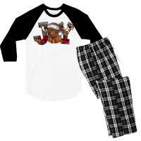 Highland Cow Christmas Joy Be Merry And Bright Western Cow Sweatshirt Men's 3/4 Sleeve Pajama Set | Artistshot