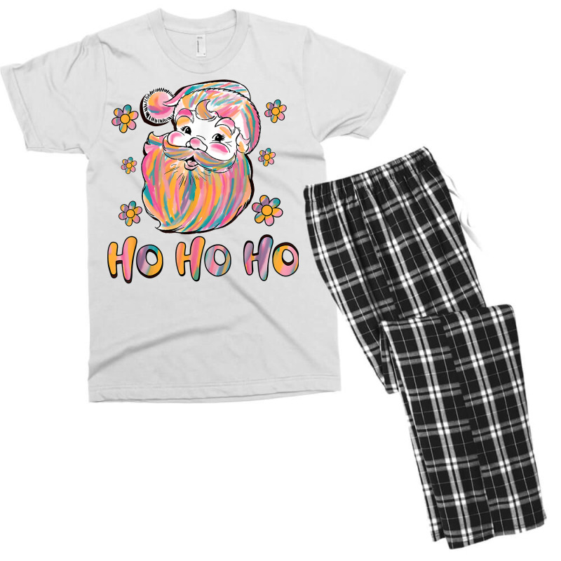 Ho Ho Ho Merry Christmas Tie Dye Colorful Santa Claus T Shirt Men's T-shirt Pajama Set | Artistshot