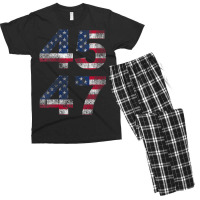 Womens Trump 45 47 2024 President Vintage Distressed V-neck Men's T-shirt Pajama Set | Artistshot