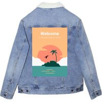 Welcome To Pterodactyl Home Unisex Sherpa-lined Denim Jacket | Artistshot