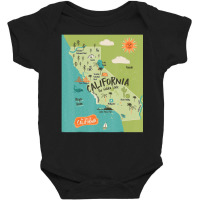 California Map Golden State Hippie Birthday Kids Trip Baby Bodysuit | Artistshot