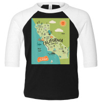 California Map Golden State Hippie Birthday Kids Trip Toddler 3/4 Sleeve Tee | Artistshot