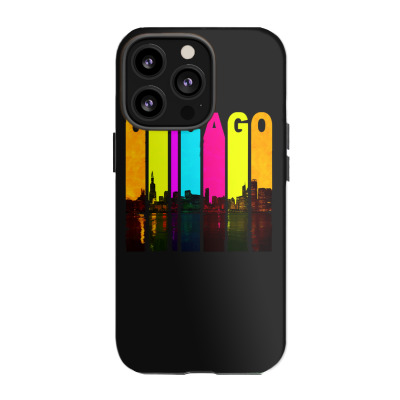 Retro Chicago Illinois Cityscape Skyline Iphone 13 Pro Case By 