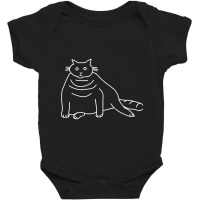 White Line Minimal Chonk Cat Baby Bodysuit | Artistshot