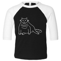 White Line Minimal Chonk Cat Toddler 3/4 Sleeve Tee | Artistshot