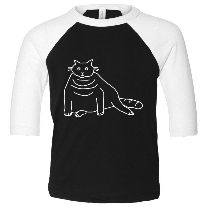 White Line Minimal Chonk Cat Toddler 3/4 Sleeve Tee by Milne Charlton | Artistshot