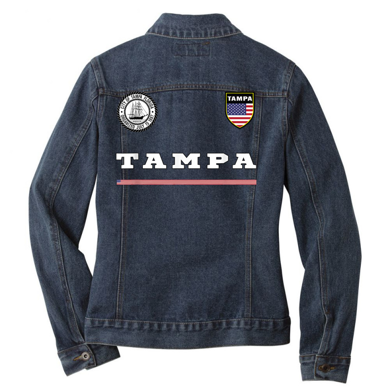 Tampa Sportssoccer Jersey National Pride Gift T Shirt Ladies Denim Jacket by rennambka | Artistshot