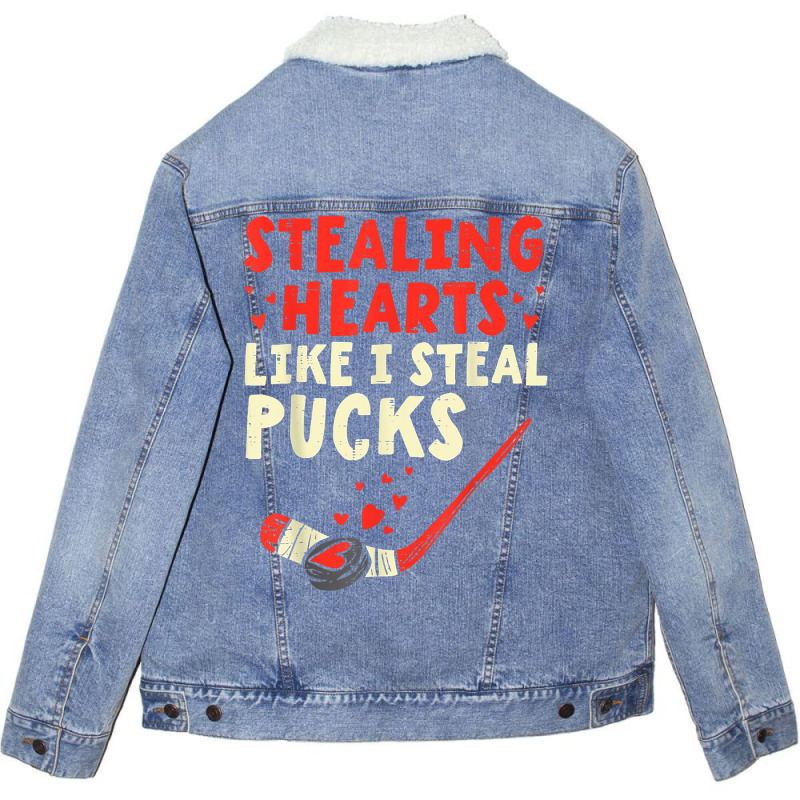 Stealing Heart Like I Steal Pucks Valentines Day Hockey T Shirt Unisex Sherpa-lined Denim Jacket | Artistshot