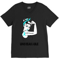 Pcos Warrior Unbreakable Gift Pcos Awareness V-neck Tee | Artistshot