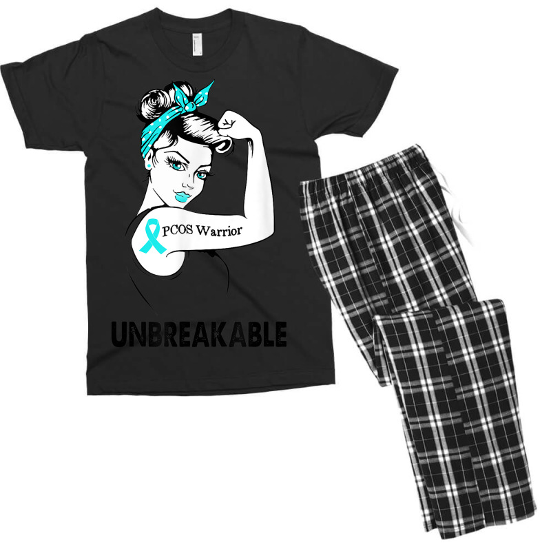 Pcos Warrior Unbreakable Gift Pcos Awareness Men's T-shirt Pajama Set | Artistshot