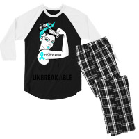 Pcos Warrior Unbreakable Gift Pcos Awareness Men's 3/4 Sleeve Pajama Set | Artistshot