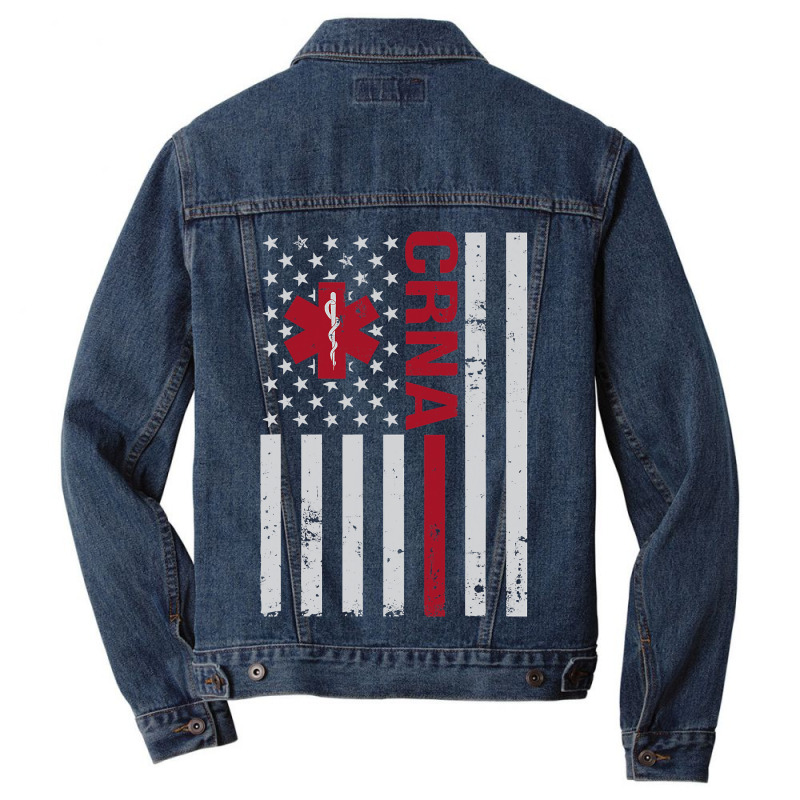 Crna Certified Registered Nurse Anesthetist Usa Flag Men Denim Jacket | Artistshot