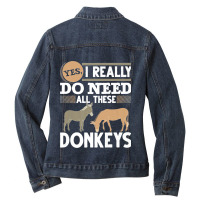 Farm Animal Lover Farming Farmer Funny Donkey Premium Ladies Denim Jacket | Artistshot