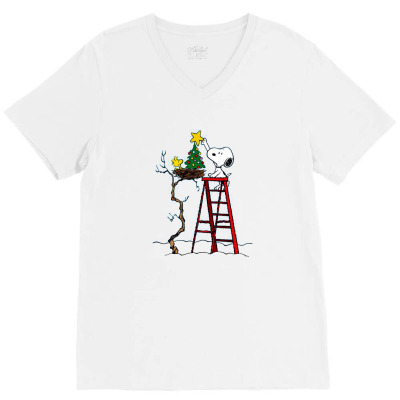 Snoopy Christmas V-neck Tee Designed By Roxanne