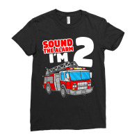 Kids Fire Truck 2 Year Old Firefighter 2nd Birthday Boy Toddler Ladies Fitted T-shirt | Artistshot