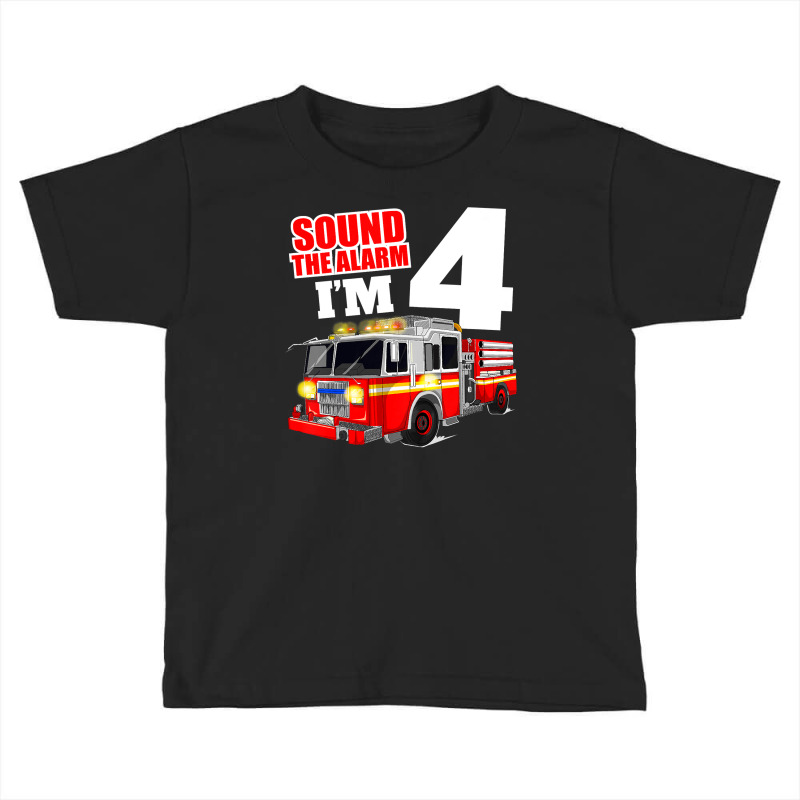 Kids Fire Truck 4th Birthday Boy Firefighter 4 Year Old Toddler T-shirt by AlejandroArtist | Artistshot