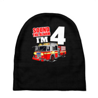 Kids Fire Truck 4th Birthday Boy Firefighter 4 Year Old Baby Beanies | Artistshot