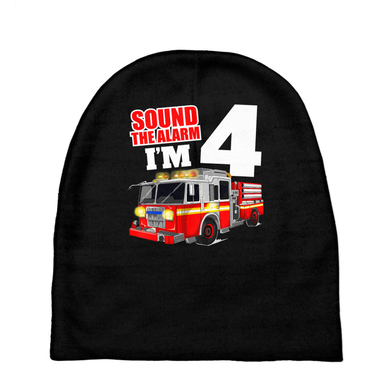 Kids Fire Truck 4th Birthday Boy Firefighter 4 Year Old Baby Beanies by AlejandroArtist | Artistshot