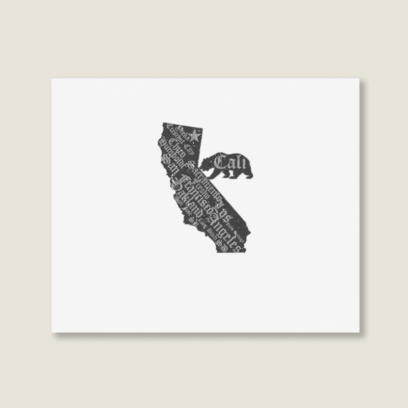 California Bear State Map Vintage Distressed Look Landscape Canvas Print | Artistshot