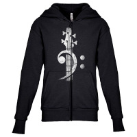 Bass Cleff Headstock Bass Guitar Youth Zipper Hoodie | Artistshot