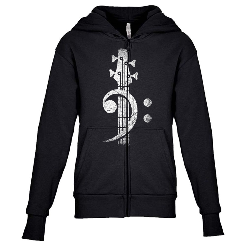 Bass Cleff Headstock Bass Guitar Youth Zipper Hoodie | Artistshot