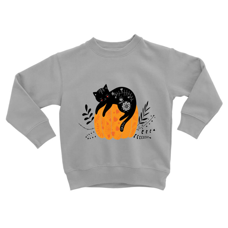 Cute Hand Drawn Halloween Black Cat Classic Toddler Sweatshirt | Artistshot