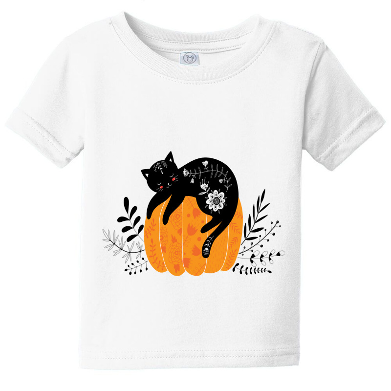 Cute Hand Drawn Halloween Black Cat Classic Baby Tee | Artistshot