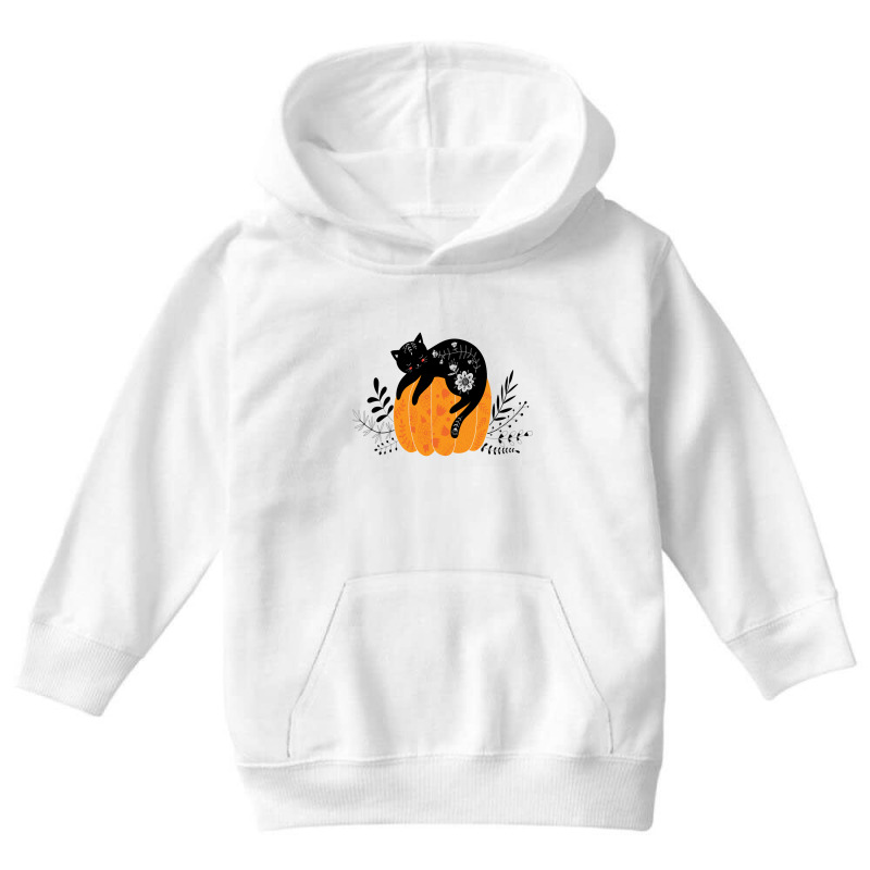 Cute Hand Drawn Halloween Black Cat Classic Youth Hoodie | Artistshot