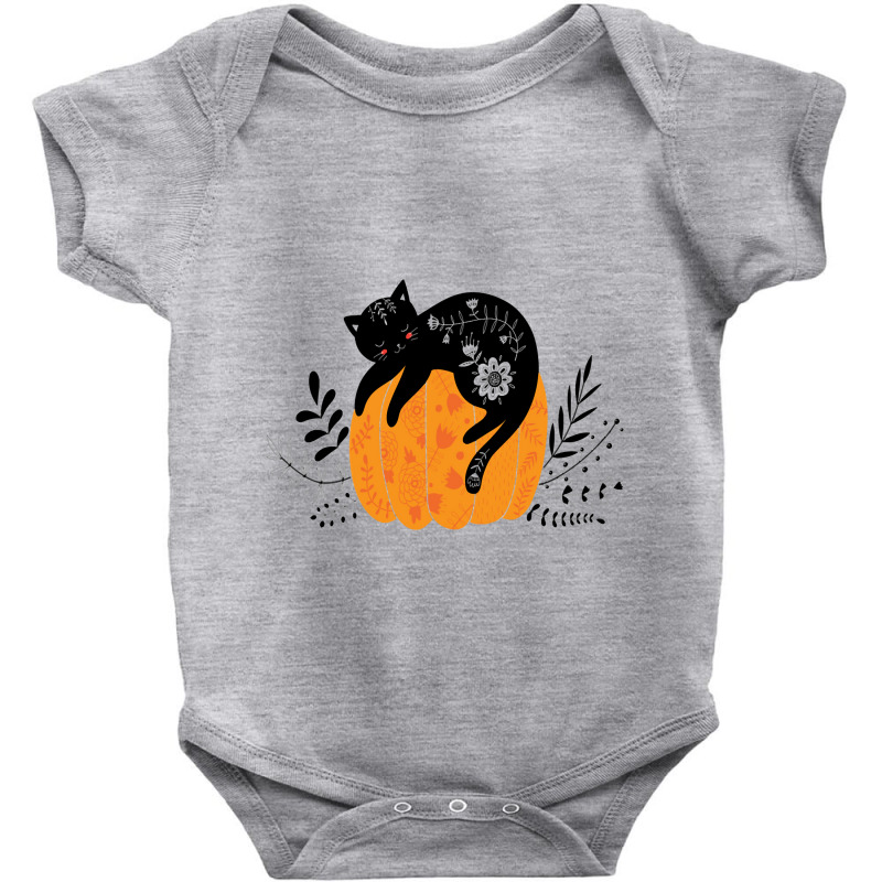 Cute Hand Drawn Halloween Black Cat Classic Baby Bodysuit | Artistshot