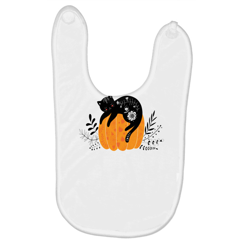 Cute Hand Drawn Halloween Black Cat Classic Baby Bibs | Artistshot