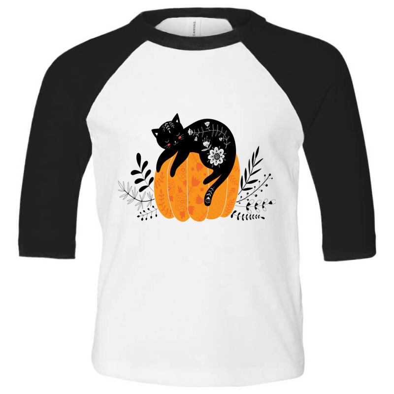 Cute Hand Drawn Halloween Black Cat Classic Toddler 3/4 Sleeve Tee | Artistshot